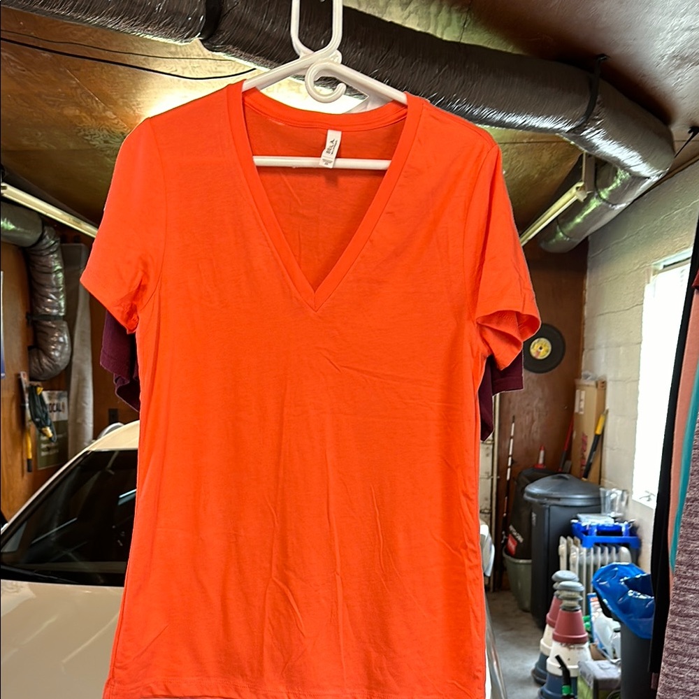 Orange V-Neck Women's Top